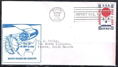 US Year of 1959 Chicago to San Francisco First Jet service Cover, (used). - Image 1 of 2