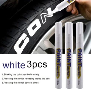 Set of 3 Waterproof White Paint Pens for Car Tyres - Quick Drying and Perma C4U8 - Picture 1 of 9