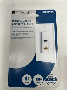 Utilitech HDMI & Coaxial Wall Plate 2-Gang White Plastic Duplex #0737223 - Picture 1 of 4