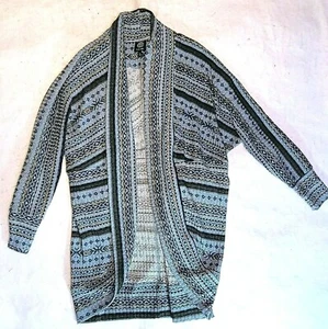Bobeau Soft Waterfall Open Front Fair Isle Pattern Cardigan size Large Tunic - Picture 1 of 5