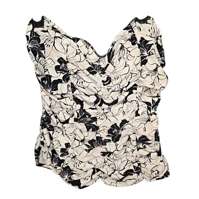 Camiseta Tankini Jones New York Floral Acolchada Top de Natación Acanalada Talla 16 Foto 1 de 4