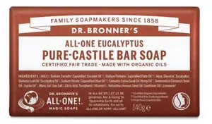 Dr Bronner Organic Eucalyptus Soap Bar - 140g (Pack of 2) - Picture 1 of 1