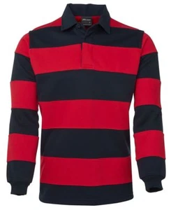 Jb's wear Striped Rugby Shirt Concealed 3-Button Placket 350gsm Rugby Knit Fabri - Picture 1 of 8