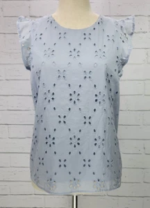J. Crew Factory Damen Eyelet Flatter Sleeve Shell Größe M hellblau Shirt Oberteil - Bild 1 von 11