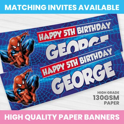 BANNER DE CUMPLEAÑOS SPIDERMAN PERSONALIZADO CUALQUIER NOMBRE FOTO FIESTA BANNER NIÑA NIÑO Foto 1 de 3