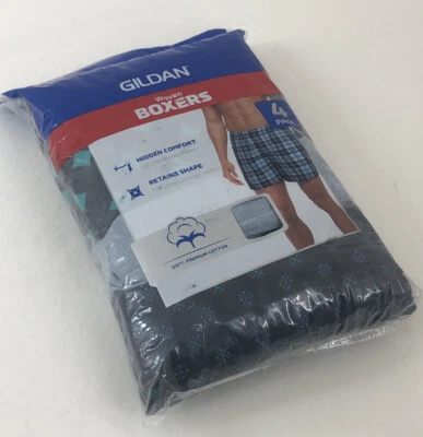 Gildan Men's Woven Boxer Underwear 4 pack Assorted Colors Size 2XL 44-46" - Image 1 of 4