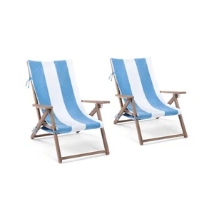 Tie & Dry ANTI-CLIP Beach Towel (2-Pack), 30” x 70”, Side Ties & Loops, Cotton - Picture 1 of 48