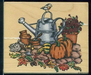 INKADINKADO Estampilla de Goma Montada OTOÑO LATA DE RIEGO JARDINERÍA TEMA CALABAZA - Imagen 1 de 2