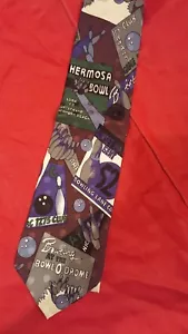 MOMENTO UNO BOWL-O-DROME" Bowling Silk Necktie NEW - Picture 1 of 3