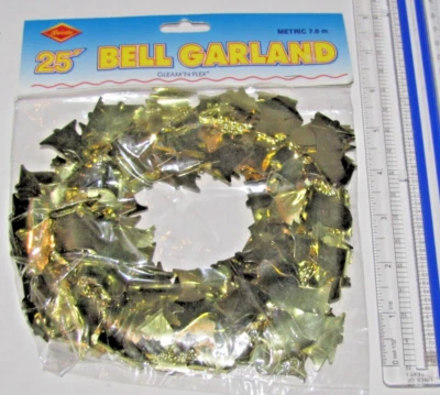 Gold Bell Wire Garland #50650gd, 25/ft, Bell Garland, Gold Garland, Gleam N Flex - Image 1 of 3