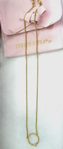 Judith Ripka 18k Gold & Diamond Open Circle 17" Pendant Necklace JR Pink Pouch* - Picture 1 of 16
