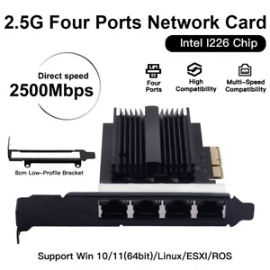 Four Ports PCIE RJ45 Intel I226 Desktop Ethernet 2.5Gbps Gigabit Network Adapter - Picture 1 of 8