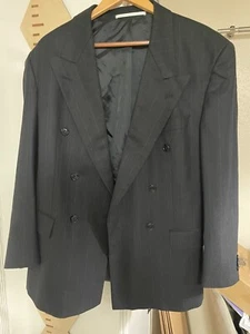 Hugo Boss Herren Zweireiher Woll Blazer 40R Grau Nadelstreifen Made in Germany - Bild 1 von 10