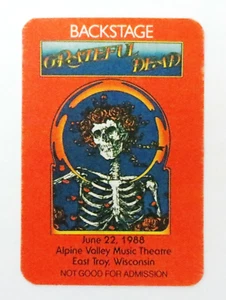 Grateful Dead Backstage Pass Bertha Alpine Valley Wisconsin WI 22/06/88 22/06/1988 - Imagen 1 de 12
