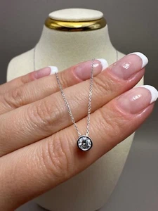 9ct White Gold 0.25ct Lab-Grown Diamonds Single Stone Pendant&Chain LGSL11 - Picture 1 of 19