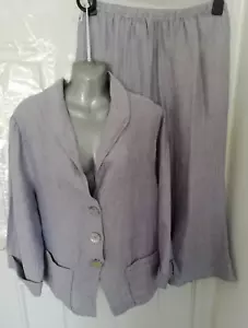Sahara Gr. M Flieder Grau Crinkle Rock Jacke Set Lagenlook Leinenmischung Taschen - Bild 1 von 16