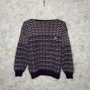 Christian Dior Vintage Knit Striped  Purple Women's Sweater Size 10 - Picture 1 of 14