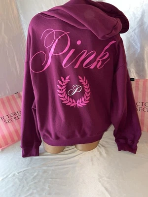 Sudadera con Capucha ROSA Victorias Secret Calce Slouchy Cremallera Completa Rosa Caliente Logo Grande Foto 1 de 3