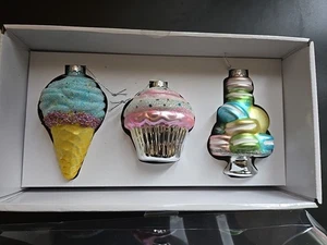 Aldi Merry Moments Set (3) Glas Christbaumschmuck 2024 Süßigkeiten Neu - Bild 1 von 10