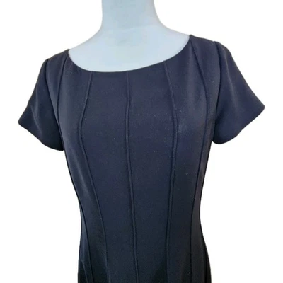 Vestido Vaina De Colección Anne Klein Negro Midi Para Mujer Talla 8 Forrado Manga Gorra Modesto Foto 1 de 4