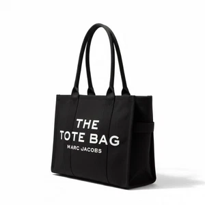 BOLSO DE MANO GRANDE MARC JACOBS THE CANVAS NEGRO ALGODÓN CREMALLERA BOLSO DE MUJER NUEVO - Imagen 1 de 5