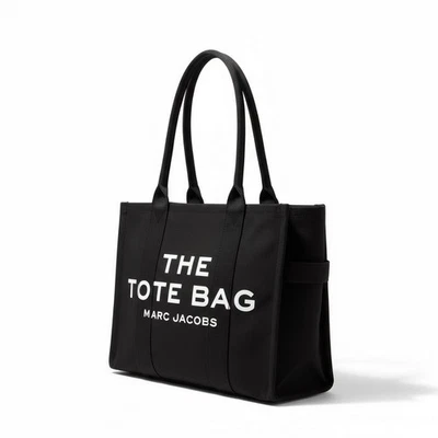 MARC JACOBS THE CANVAS LARGE TOTE BAG BLACK COTTON ZIP WOMEN'S BAG NEW - Image 1 of 4