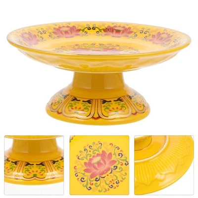 1Pc Ceramics Sacrificial Plate Zen Buddhist Fruit Plate Temple Serving Tray - Image 1 of 4