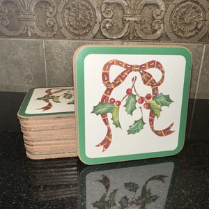 Mikasa Pimpernel Festive Season Coasters Set Of 12 Holly Bow England - Picture 1 of 4