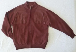 ORVIS 100% Wool Rust Brown Upland Full Zip Warm Lined Bomber Sweater Jacket XL - Picture 1 of 10