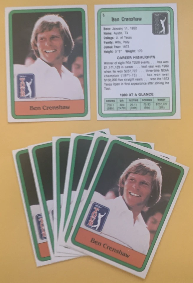 Ben Crenshaw RC rookie card, 1981 Donruss #5, 1984 & 1985 Masters Champion - Image 1 of 1