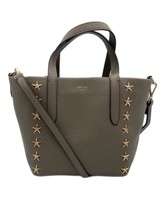 Bolsa de mão JIMMY CHOO cravejada 2 vias bolsa de ombro Greige do Japão - Imagem 1 de 4