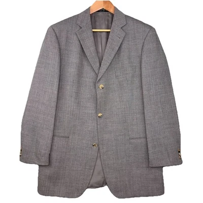 Hugo Boss Blazer Mens 44R Gray Herringbone Sport Coat Virgin Wool Made In USA - Image 1 of 4