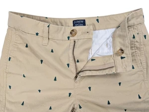 J Crew High Rise Girlfriend Chino Hose Damen 4 Weihnachten Tannenbaum Print Khaki - Bild 1 von 13