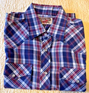 Vintage Youngbloods Plaid Pearl Snap Rockabilly Authentic Western Cowboy Shirt L - Picture 1 of 10