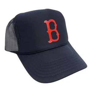NUEVO SOMBRERO RETRO BOSTON RED SOX AZUL ROJO 5 PANELES CORONA ALTA CAMIONERO SNAPBACK - Imagen 1 de 4