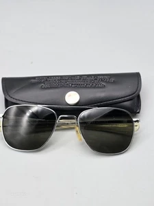 GAFAS DE SOL AVIADOR PILOTO MATE PLATA EE. UU. RANDOLPH 5 1/2 VINTAGE 52-20 Negro Cas - Imagen 1 de 13