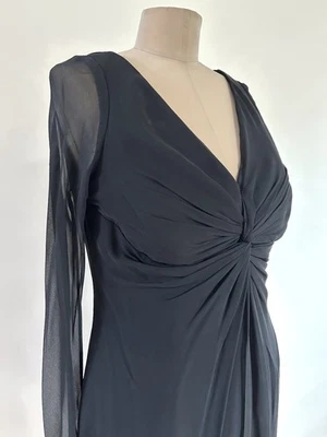 Vestido Melinda Eng Negro Seda Cóctel Fiesta Talla S M 8 10 Vacaciones Glamour Gasa Foto 1 de 4