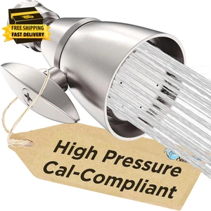 HammerHead Showers® All Metal Shower Head Brushed Nickel High Pressure 1.75 GPM - Picture 1 of 9