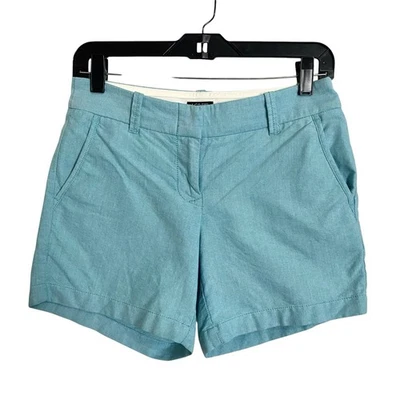 Pantalones Cortos J Crew City Fit Para Mujer 00 Azul Aqua Chino Caqui Informal Algodón tiro medio Foto 1 de 4