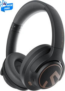Wireless Noise Cancelling Over-Ear Headphones Bluetooth Deep Bass Foldable Black - Picture 1 of 9