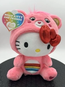 Care Bears Hello Kitty Dressed As Cheer Bear 9 inch Plush NEW With Tags IN HAND - Picture 1 of 8