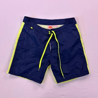 Sundek Pantalones Cortos de Natación Para Hombre 31 Verde Azul Retro Cordón Malla Forrado Playa Resort Foto 1 de 4