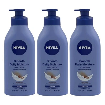 Paquete de 3 lociones corporales hidratantes diarias suaves Nivea para piel seca manteca de karité 21 oz Foto 1 de 4