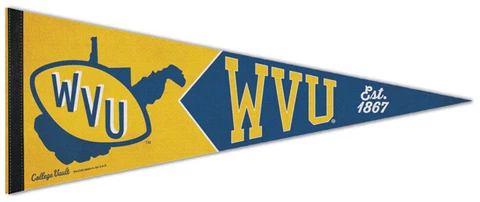 WEST VIRGINIA MOUNTAINEERS Retro-1970s NCAA Premium Felt Collectors PENNANT Cover