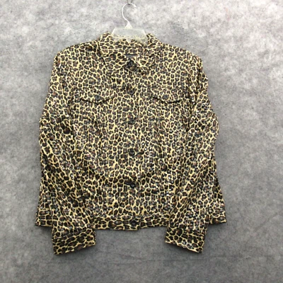 Perceptions New York Women Jacket 14 Beige Brown Animal Print Long Sleeve Casual - Image 1 of 4