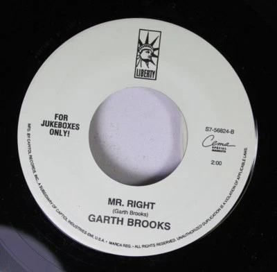 Country Promo Nm! 45 Garth Brooks - Mr. Right / Somewhere Other Than The Night O - Image 1 of 2