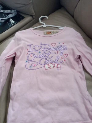Route 66 Humorous  Size 7/8 Long Sleeves  TShirt I LOVE DADDY'S CREDIT CARD pink - Image 1 of 3