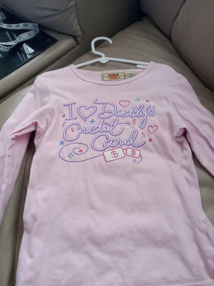 Camiseta Route 66 Humorosa Talla 7/8 Manga Larga I LOVE DADDY'S CREDIT CARD Rosa Foto 1 de 3