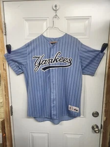 Vintage 90’s Majestic MLB New York Yankees Baby Blue Baseball Jersey Size XL - Picture 1 of 8
