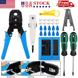 Rj45 Crimping Tool Kit Set For CAT5/CAT6 Lan Cable Tester Network Repair Tools - Picture 1 of 12